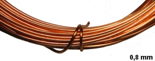 Bižuterní drát Ø 0,8 mm - měď - 10 m