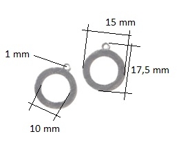 Dutý přívěsek kroužek 17,5 x 15 mm