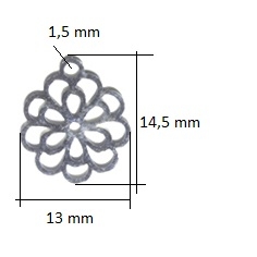 Dutý přívěsek kytka 15 x 13 mm