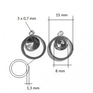 Kruhový přívěsek na rivoli 8 mm