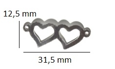 Náramkový nerezový konektor srdce 31,5 x 12,5 mm