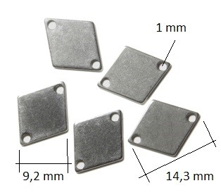 Ocelový konektor kosočtverec 14 x 9 mm