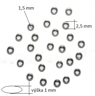 KORÁLKY Z NEREZ OCELI 2,5 x 1 x 1,5 mm 100 ks