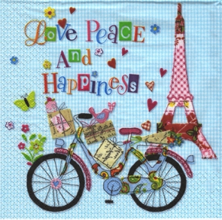 UBROUSEK 33 x 33 cm - LOVE PEACE AND HAPPINESS