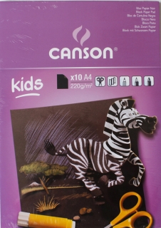 SKICÁK KIDS A4 - černý papír - 10 listů - 220 g