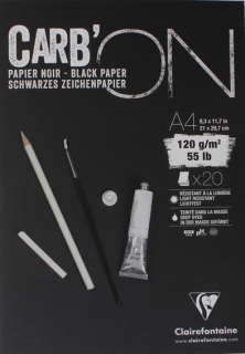 SKICÁK CARB'ON A4 - černý papír - 20 listů - 120 g