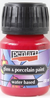 BARVA NA SKLO A PORCELÁN ZAPÉKACÍ - 30 ml -  červená - red
